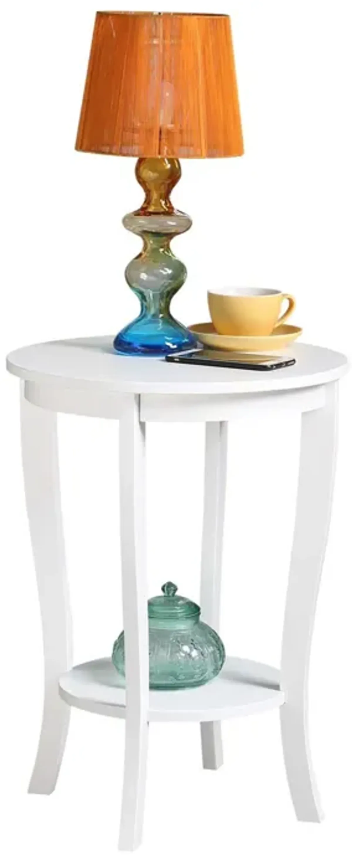 Convenience Concepts American Heritage Round End Table, White