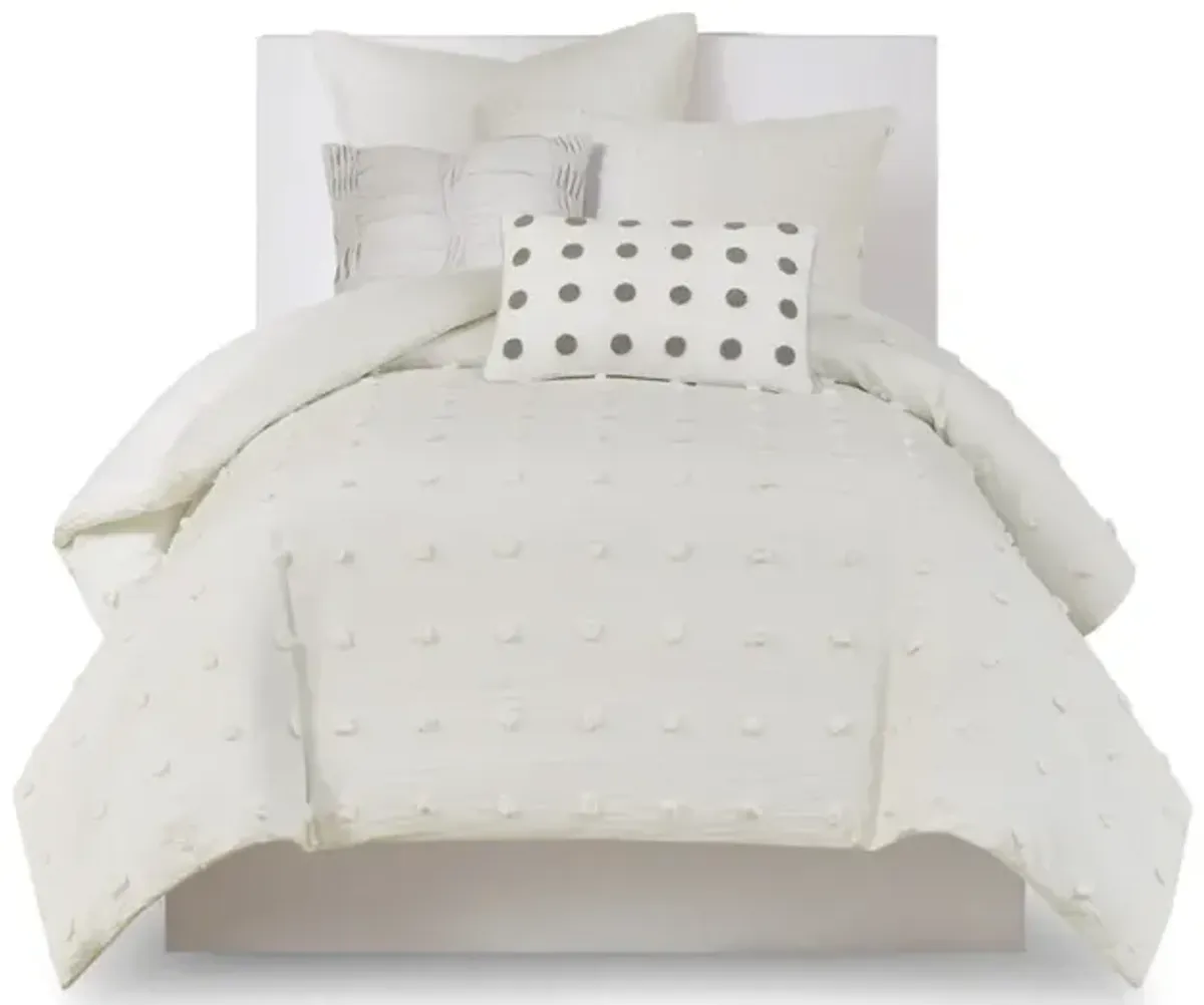 Gracie Mills Grady Elegance Defined Cotton Jacquard Comforter Set with Euro Shams and Throw Pillows