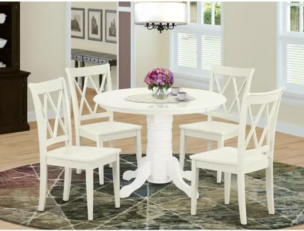 East West Furniture Dining Room Set Linen White, SHCL5-LWH-W