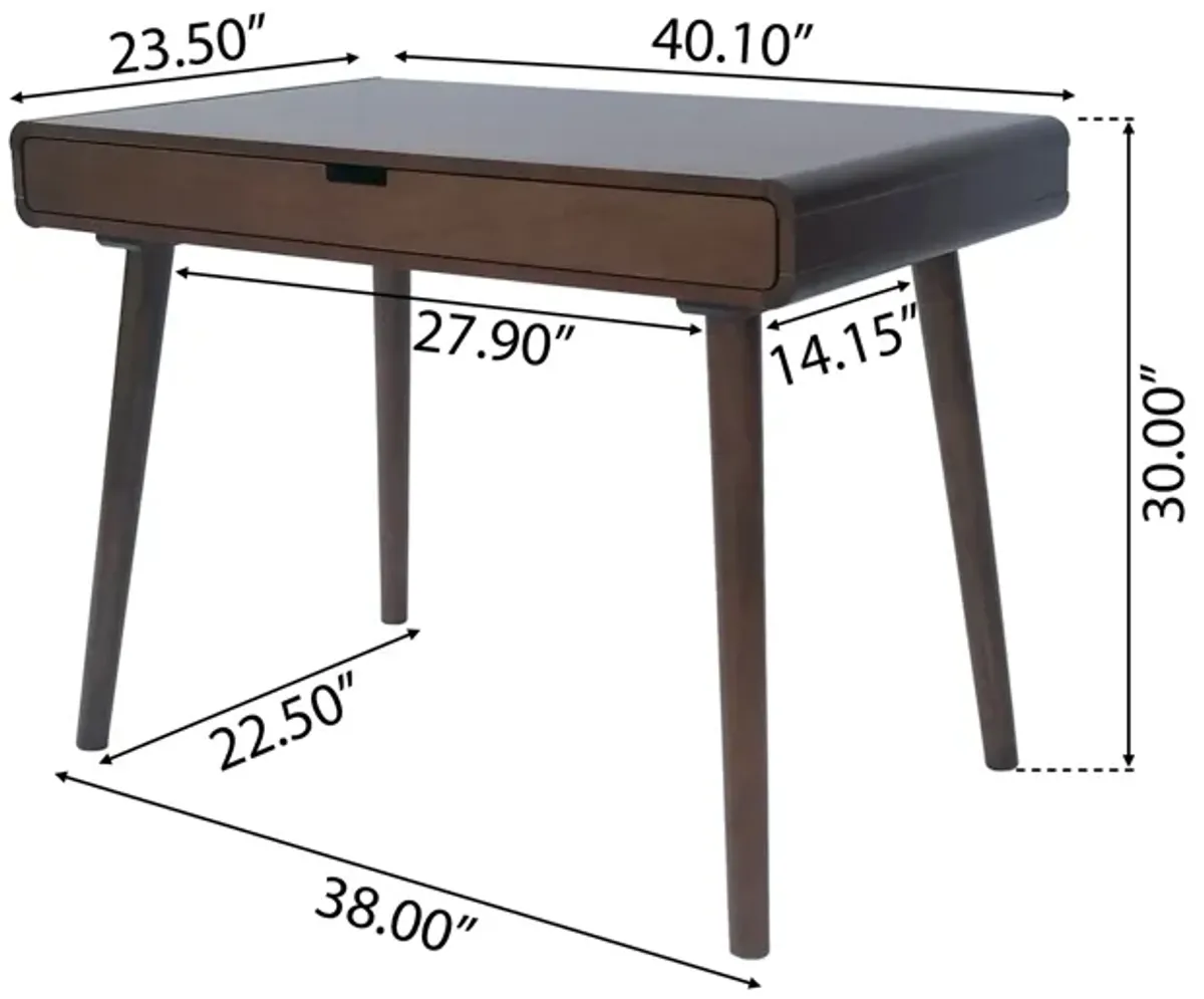 Mid-Century Modern Desk with Drawer for Home Office or Student Room