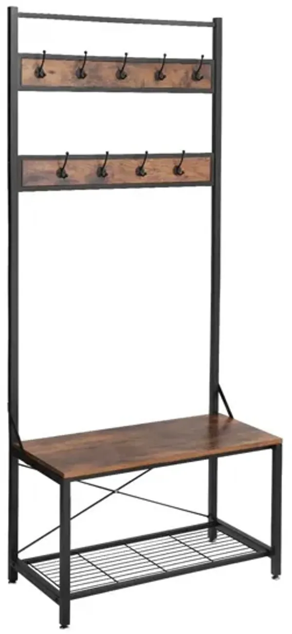 Hivvago Industrial Coat Rack - Black and Brown