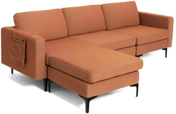 Hivvago Modular L-shaped Sectional Sofa with Reversible Chaise and 2 USB Ports