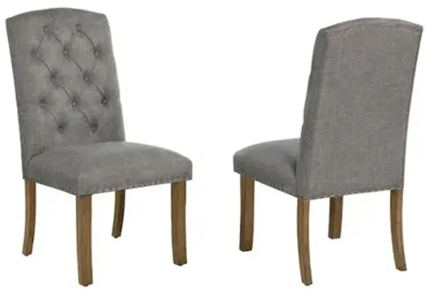 Best Quality Furniture Dark Grey Dining Chair With Linen Fabric (Set Of 2)