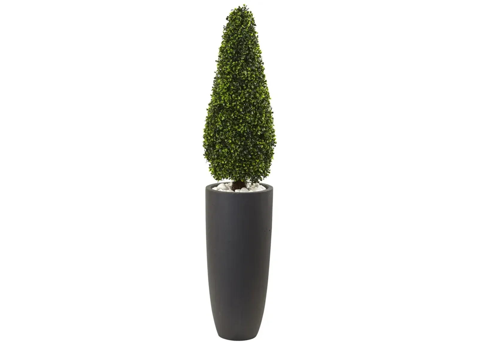 HomPlanti 50 Inches Boxwood Topiary with Gray Cylindrical Planter UV Resistant (Indoor/Outdoor)