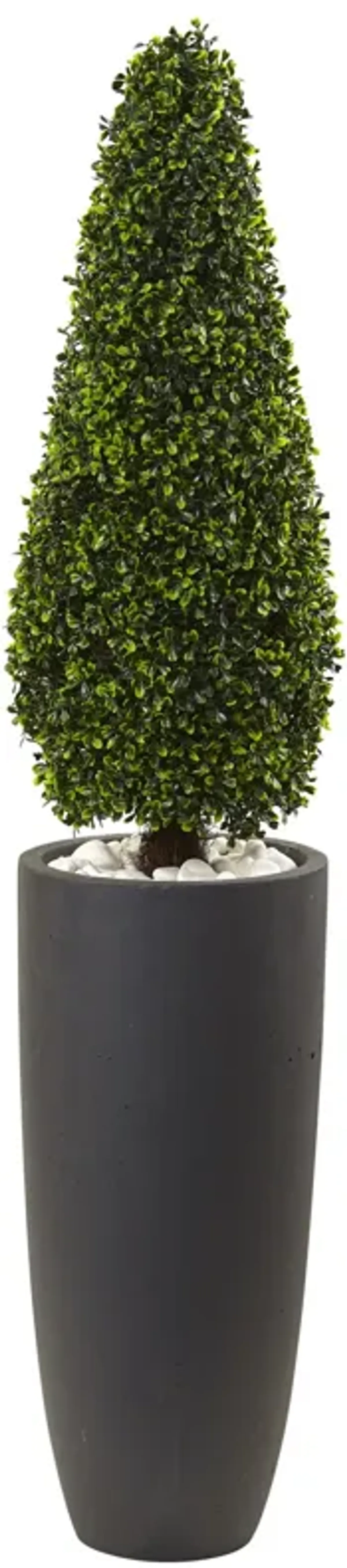 HomPlanti 50 Inches Boxwood Topiary with Gray Cylindrical Planter UV Resistant (Indoor/Outdoor)