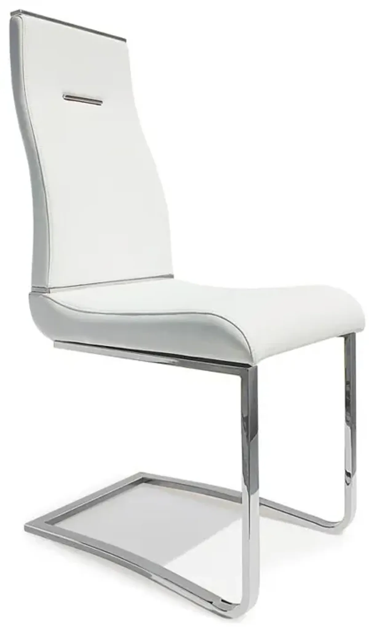 Dining Chair, White Seat With Stainless Steel Base, Set Of 2