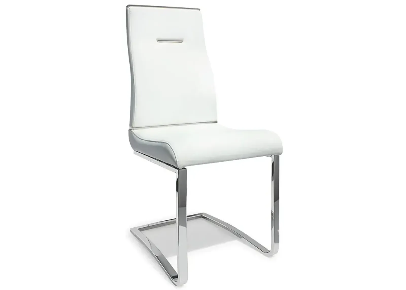 Dining Chair, White Seat With Stainless Steel Base, Set Of 2