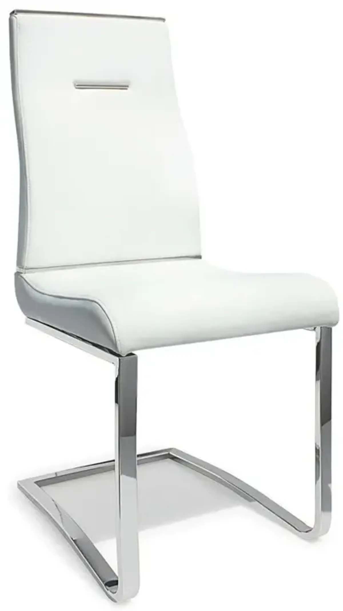 Dining Chair, White Seat With Stainless Steel Base, Set Of 2