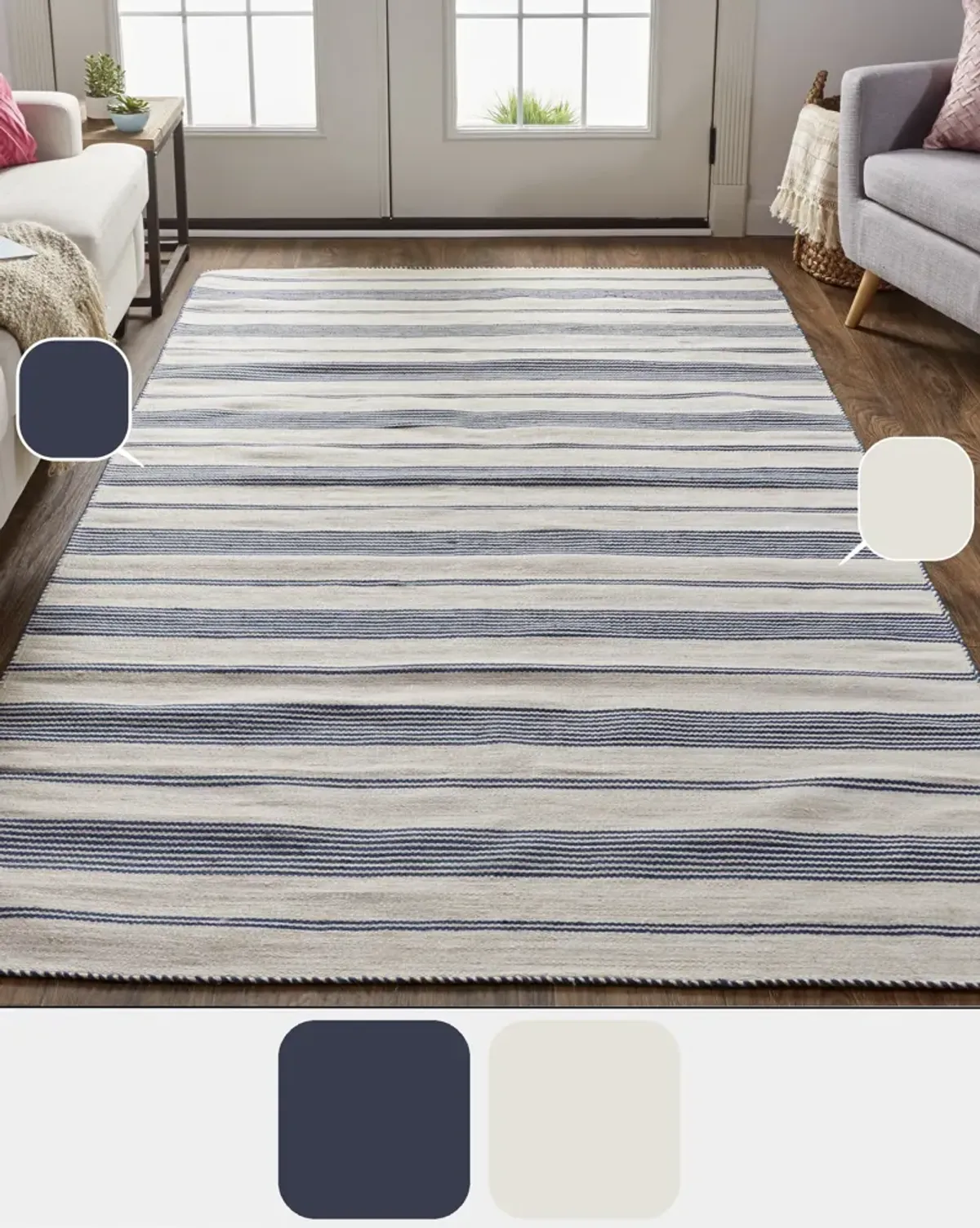 Duprine 0560F White/Ivory/Blue 2' x 3' Rug