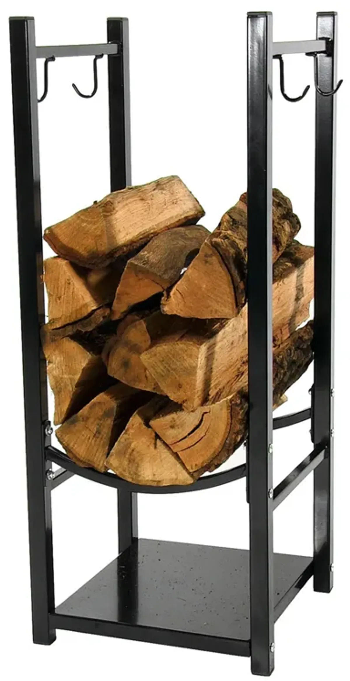 Sunnydaze 32 in Steel Firewood Log Rack with Tool Holders