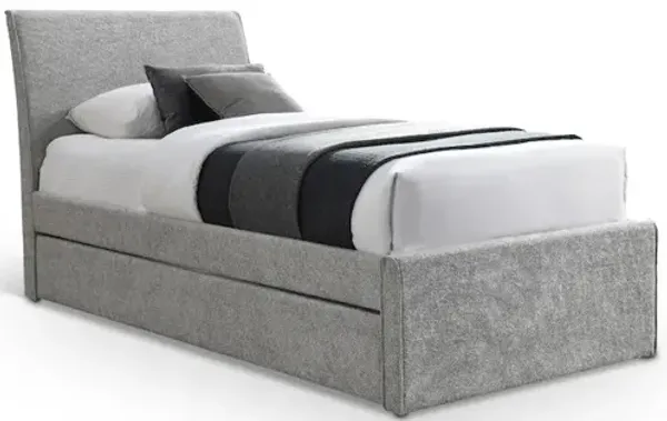 Meridian Furniture Myles Grey Chenille Fabric Twin Trundle Bed