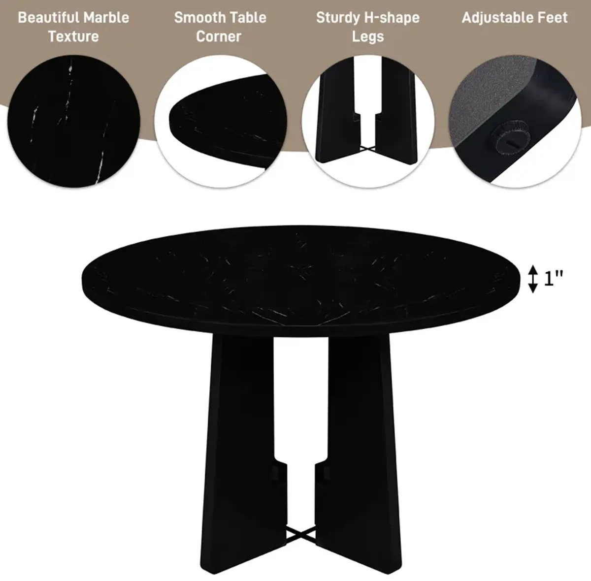 Merax 5-Piece Round Dining Table Chairs Set