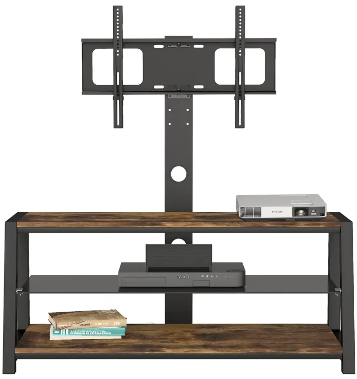 Streamdale Adjustable Glass TV Stand with Storage