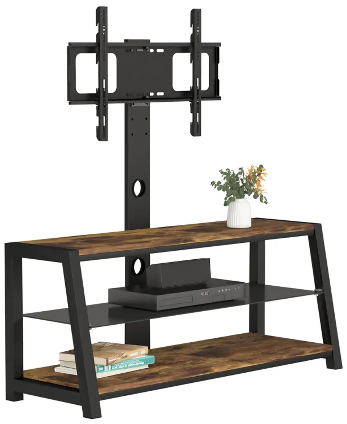 Streamdale Adjustable Glass TV Stand with Storage