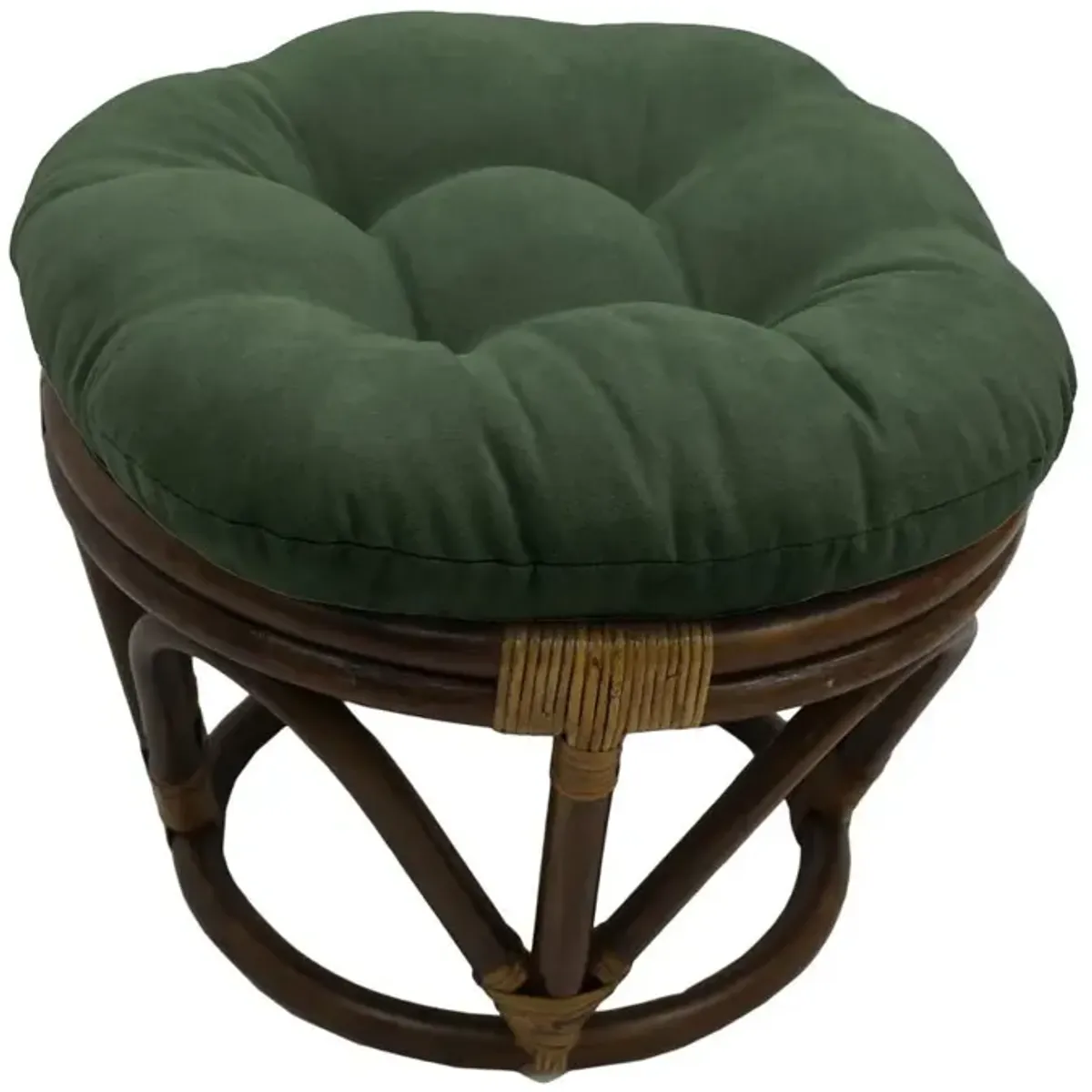 Rattan Ottoman with Micro Suede Cushion