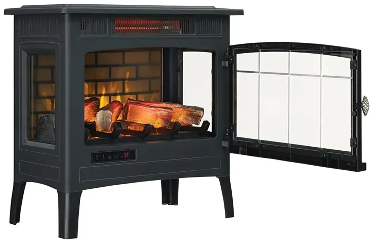 Portable Electric Fireplace Stove Infrared Quartz Heater with Realistic Flames & Overheat Protection