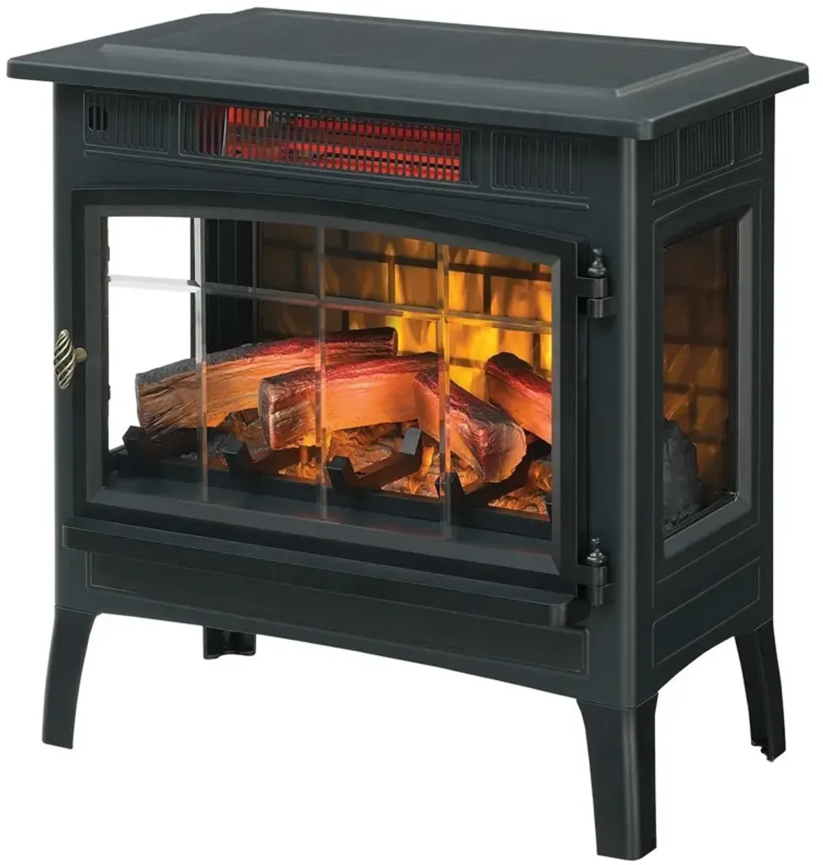 Portable Electric Fireplace Stove Infrared Quartz Heater with Realistic Flames & Overheat Protection