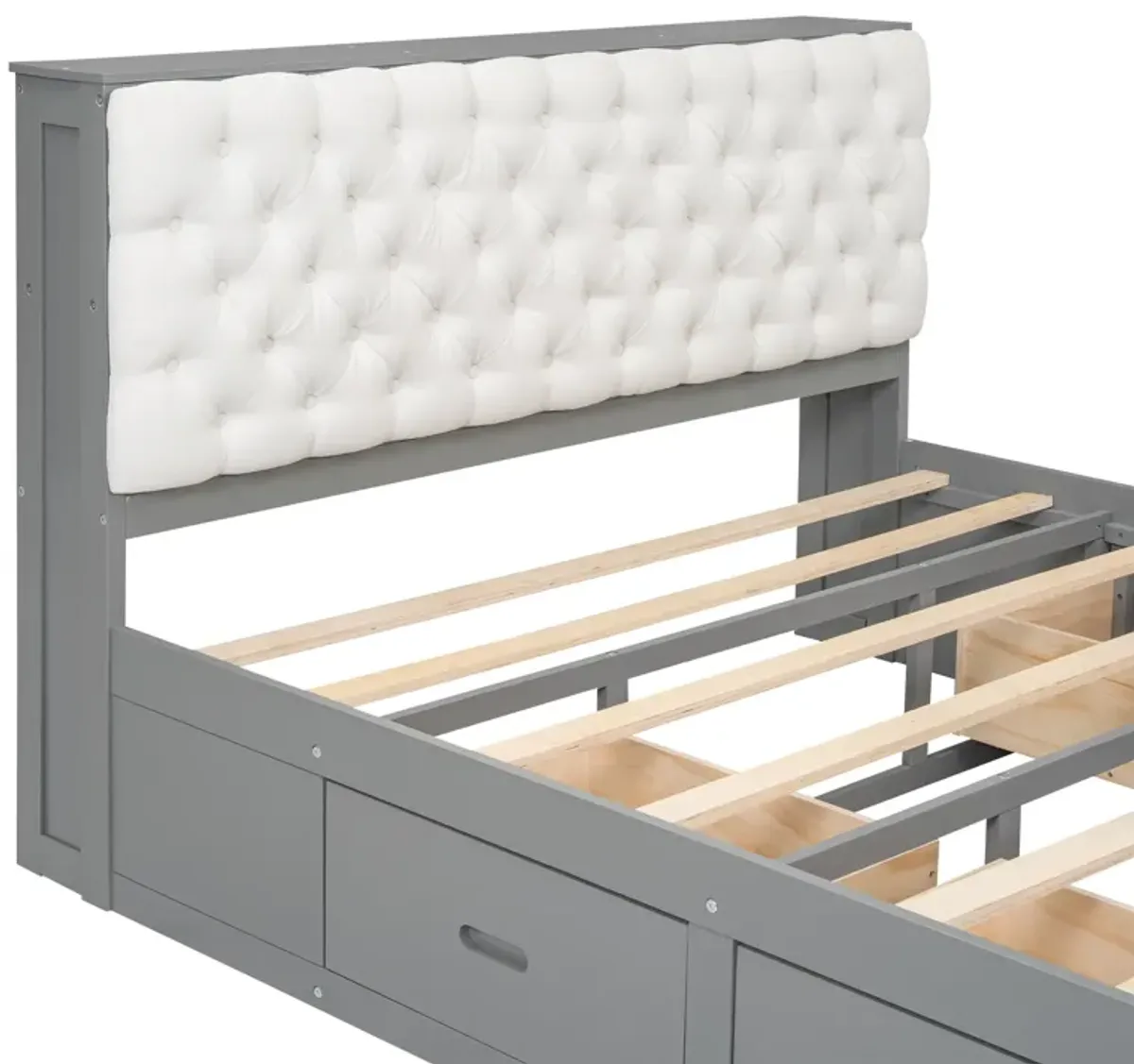 Merax Platform Bed with Storage Headboard