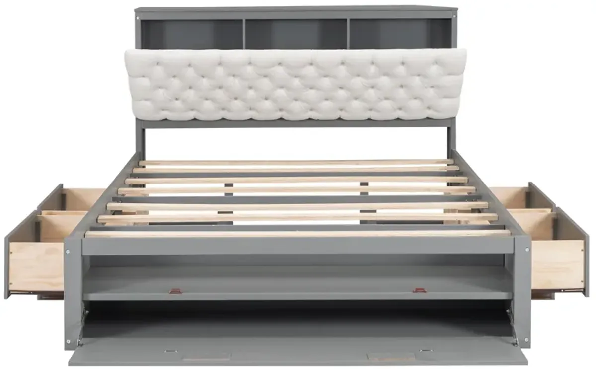 Merax Platform Bed with Storage Headboard