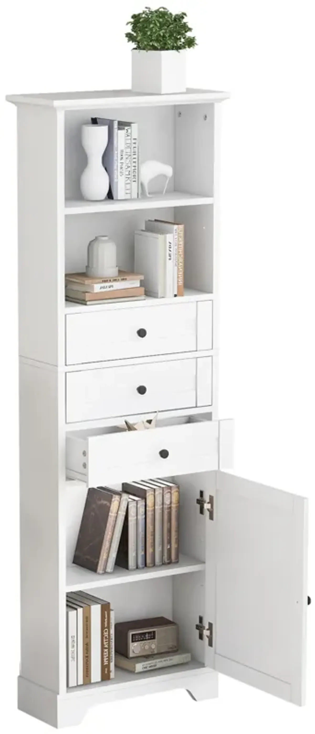 Merax Tall Bathroom Storage Cabinet with 3 Drawers