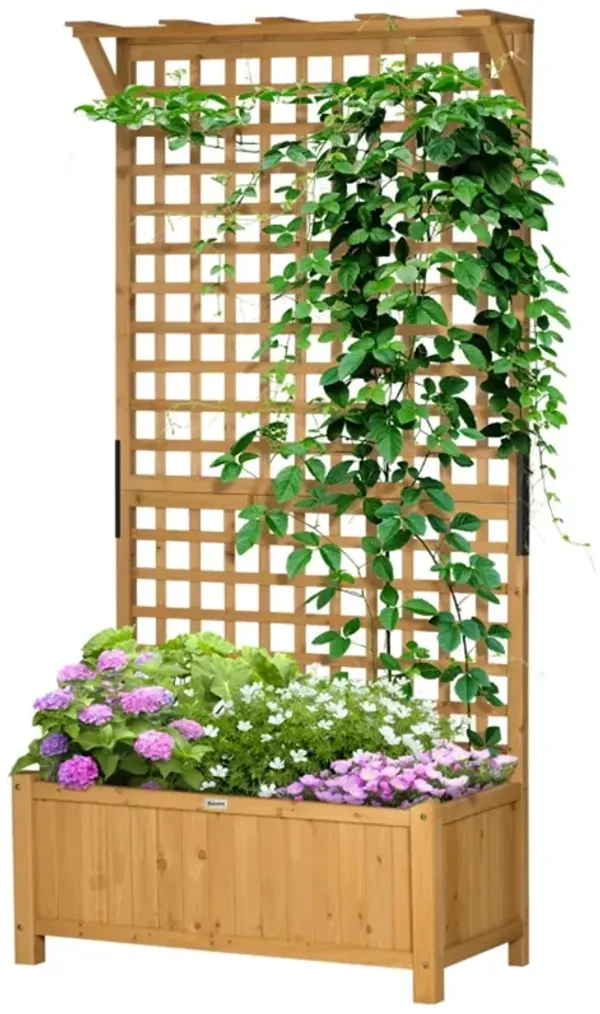 Wood Planter with Trellis for Climbing Vines and Flowers