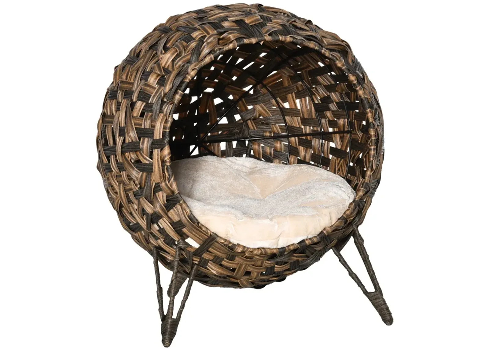 Brown Kitty Haven: 20.5" Woven Wicker Elevated Cat Bed