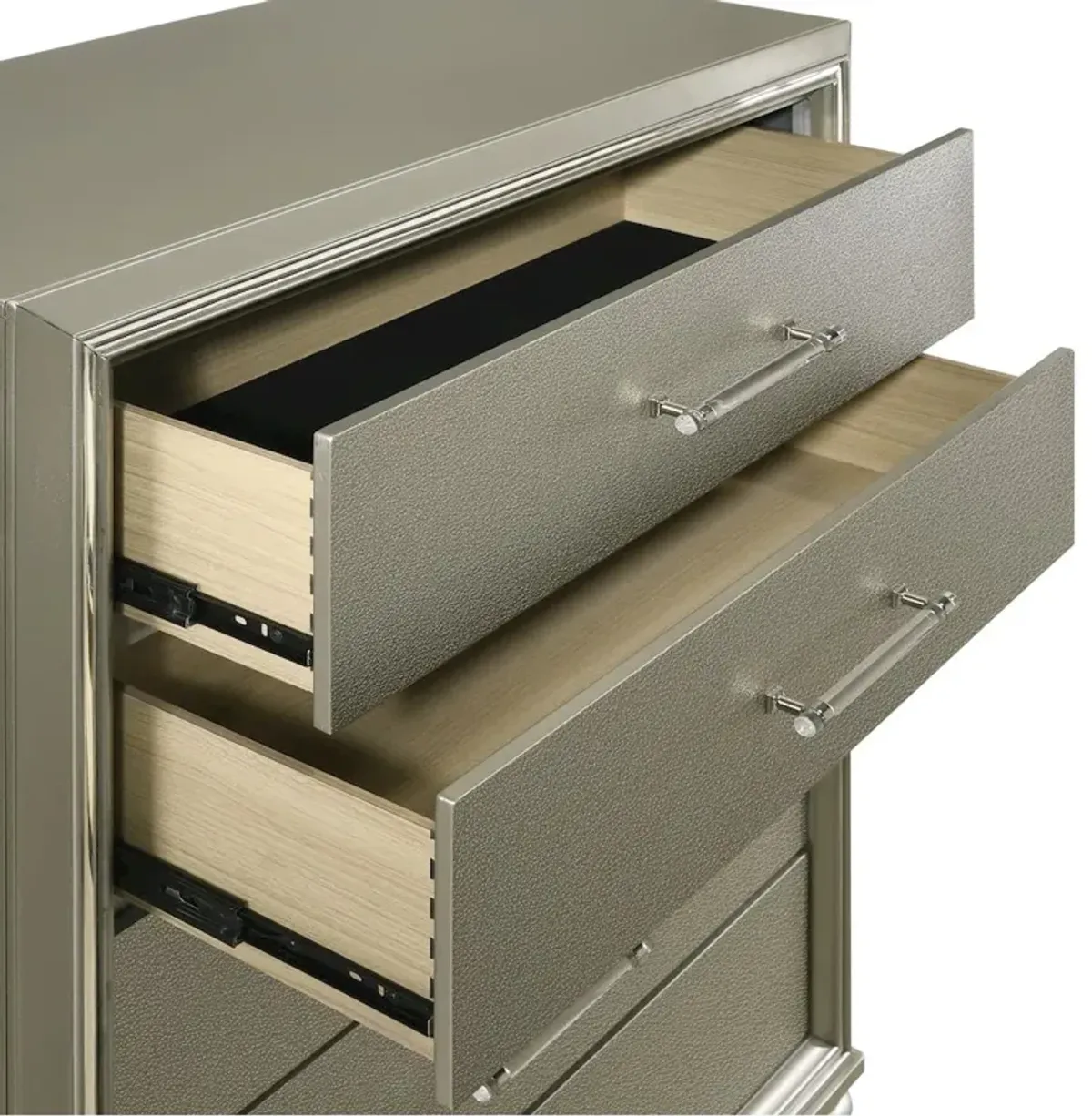 New Classic Furniture Lumina Wood 5-Drawer Chest in Silver