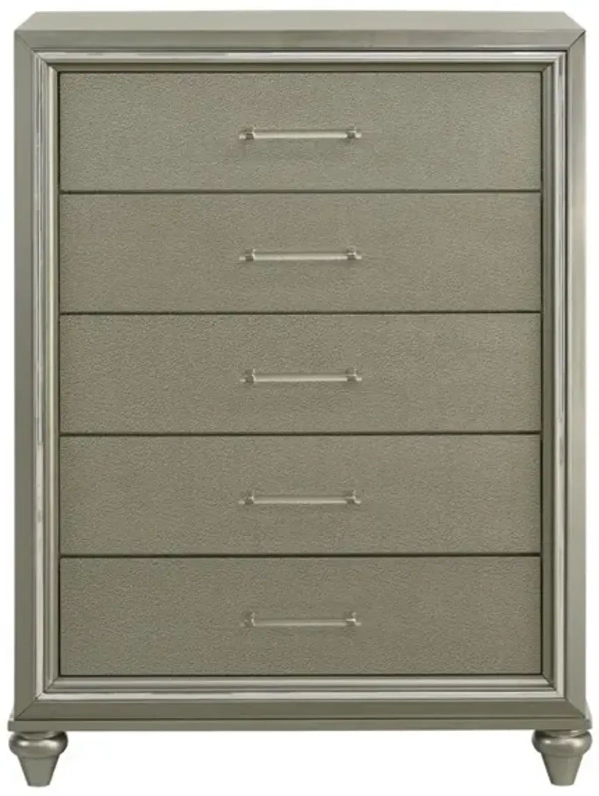 New Classic Furniture Lumina Wood 5-Drawer Chest in Silver