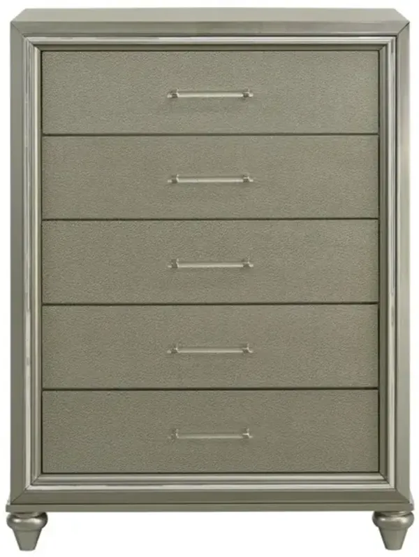 New Classic Furniture Lumina Wood 5-Drawer Chest in Silver