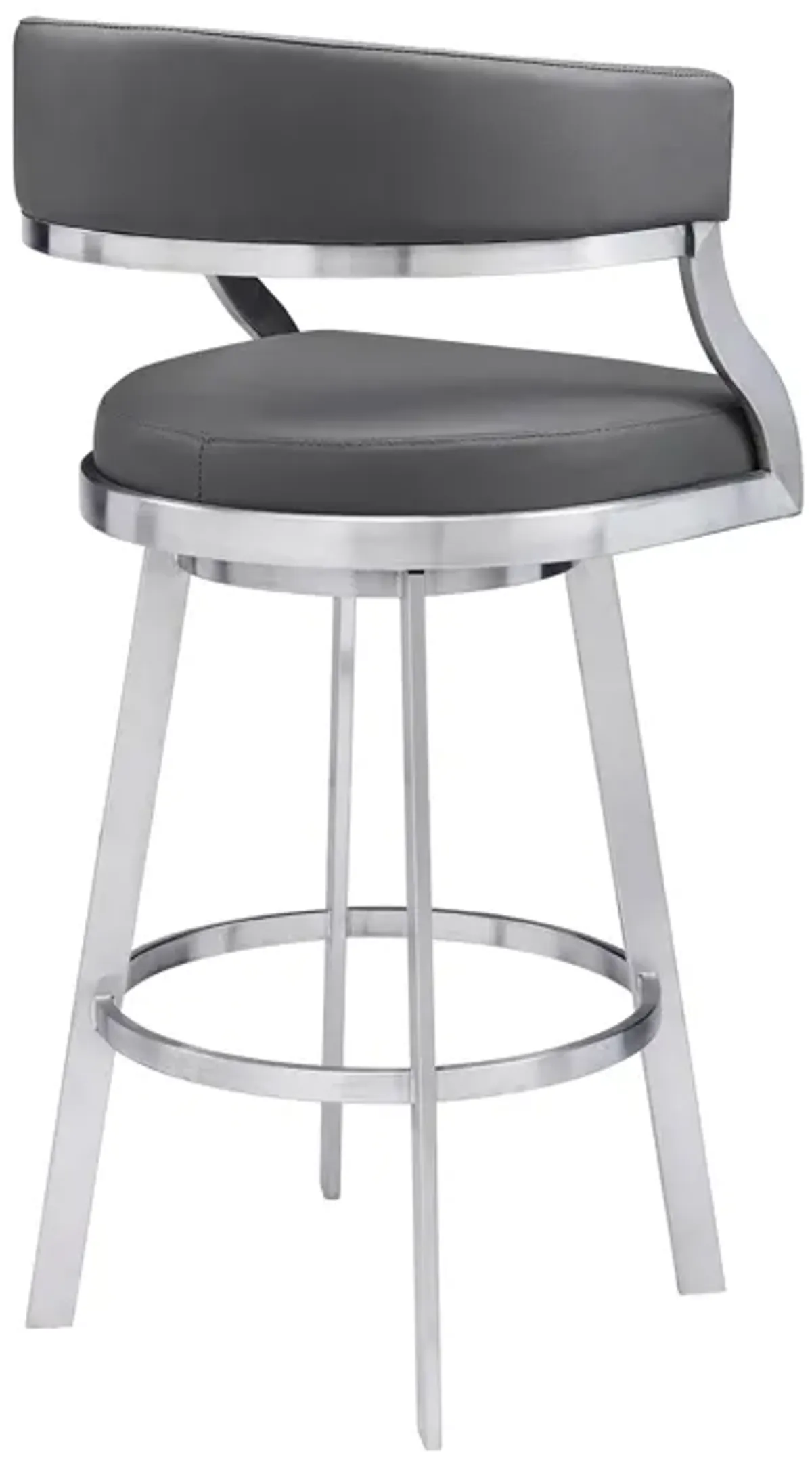 Saturn Counter Height Swivel Faux Leather and Brushed Stainless Steel Bar Stool