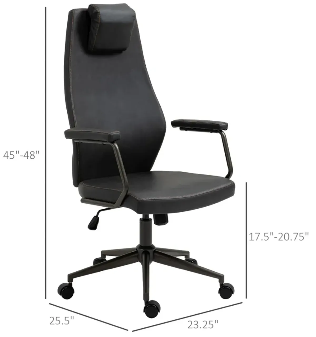 Black Executive Seat: High-Back Leather Ergonomic Office Chair