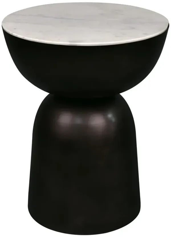 Atarah 16" Contemporary Natural Marble/Metal Handmade Hourglass End Table