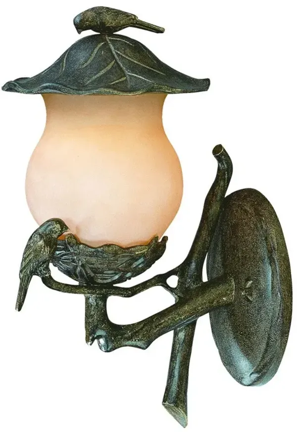 Hivvago Vintage Black and Gold Bird Detail Lantern Wall Light
