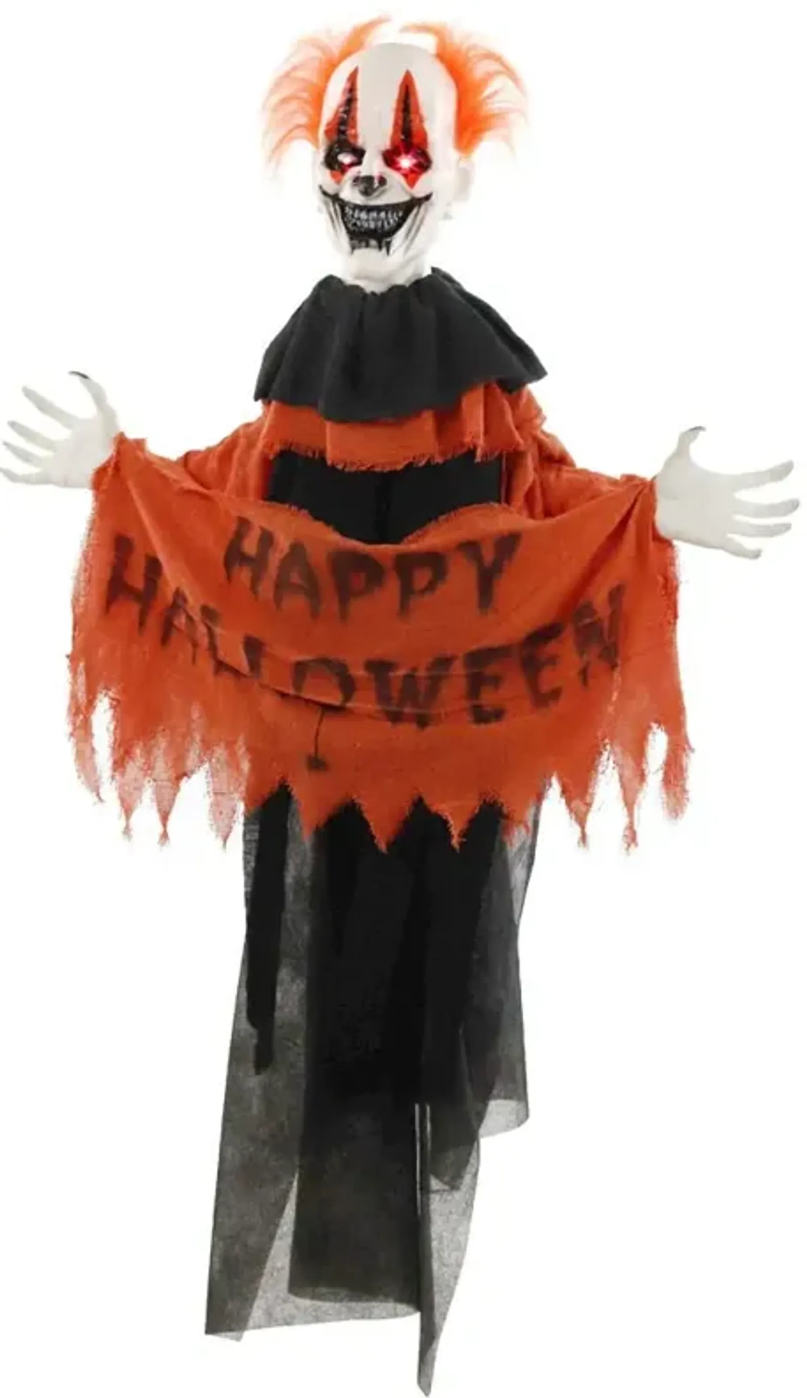 Haunted Hill Farm 47'' Hooked Animated Clown Tree Décor w/sign