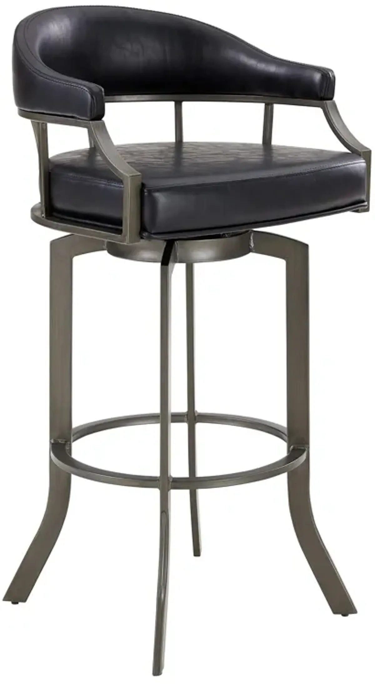 Edy Swivel 30" Mineral Finish and Black Faux Leather Bar Stool