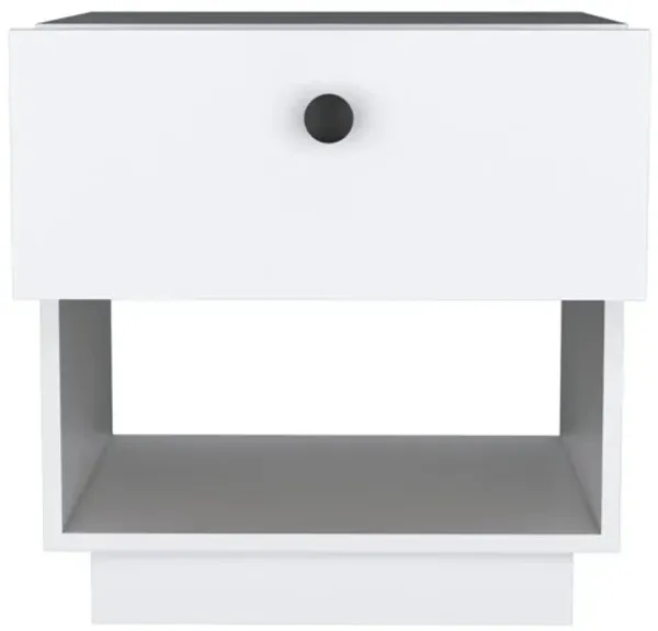 Faux Wood Nightstand with Single Drawer – Compact Bedside Table