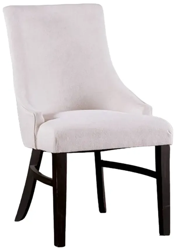 Luke Dining Armchair Set of 2 with Wingbacks, Padded, Black Wood, Beige - Benzara