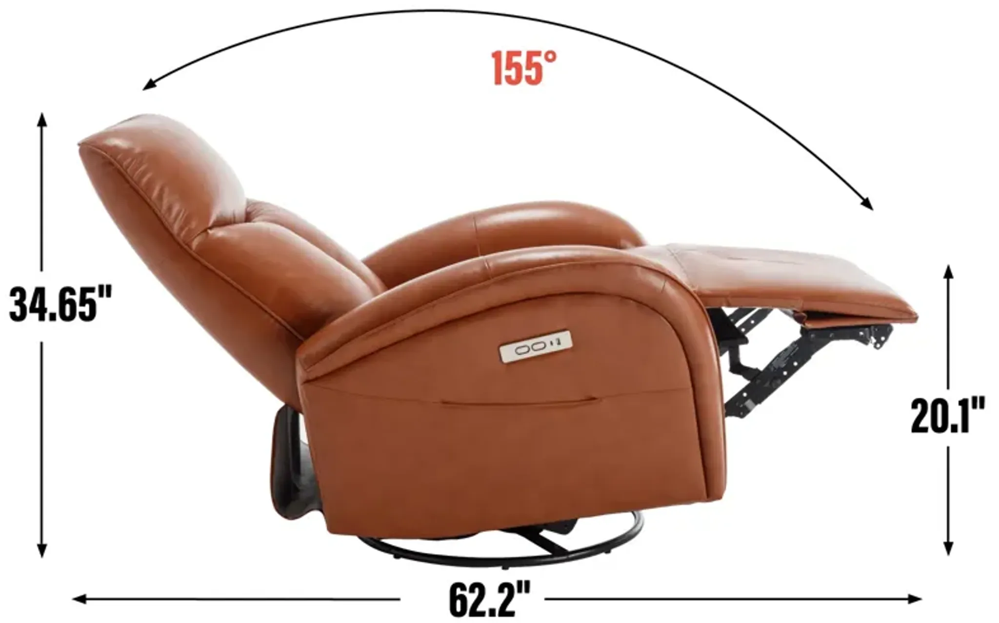 Yellow Brown Genuine Leather Swivel And Rocker Power Recliner Chair ...