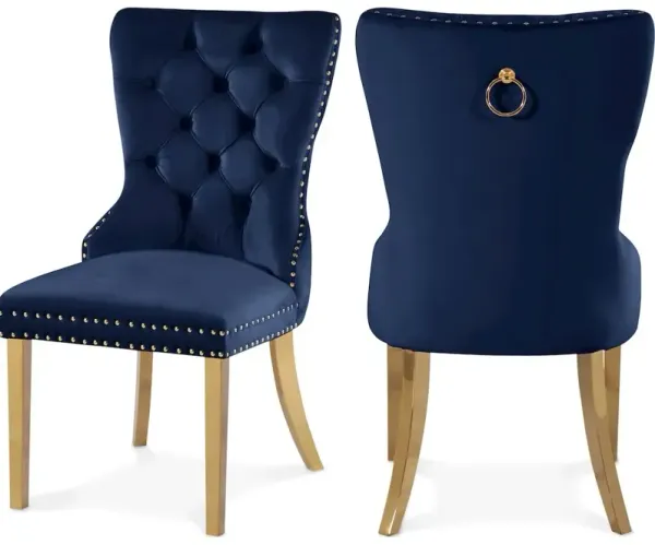 Meridian Furniture Carmen Navy Velvet Dining Chairs, Set of 2