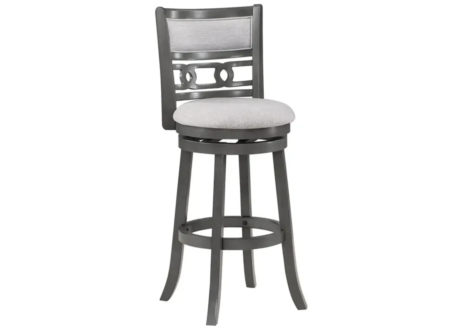 New Classic Furniture Gia 29 Solid Wood Swivel Bar Stool with Fabric Seat in Gray