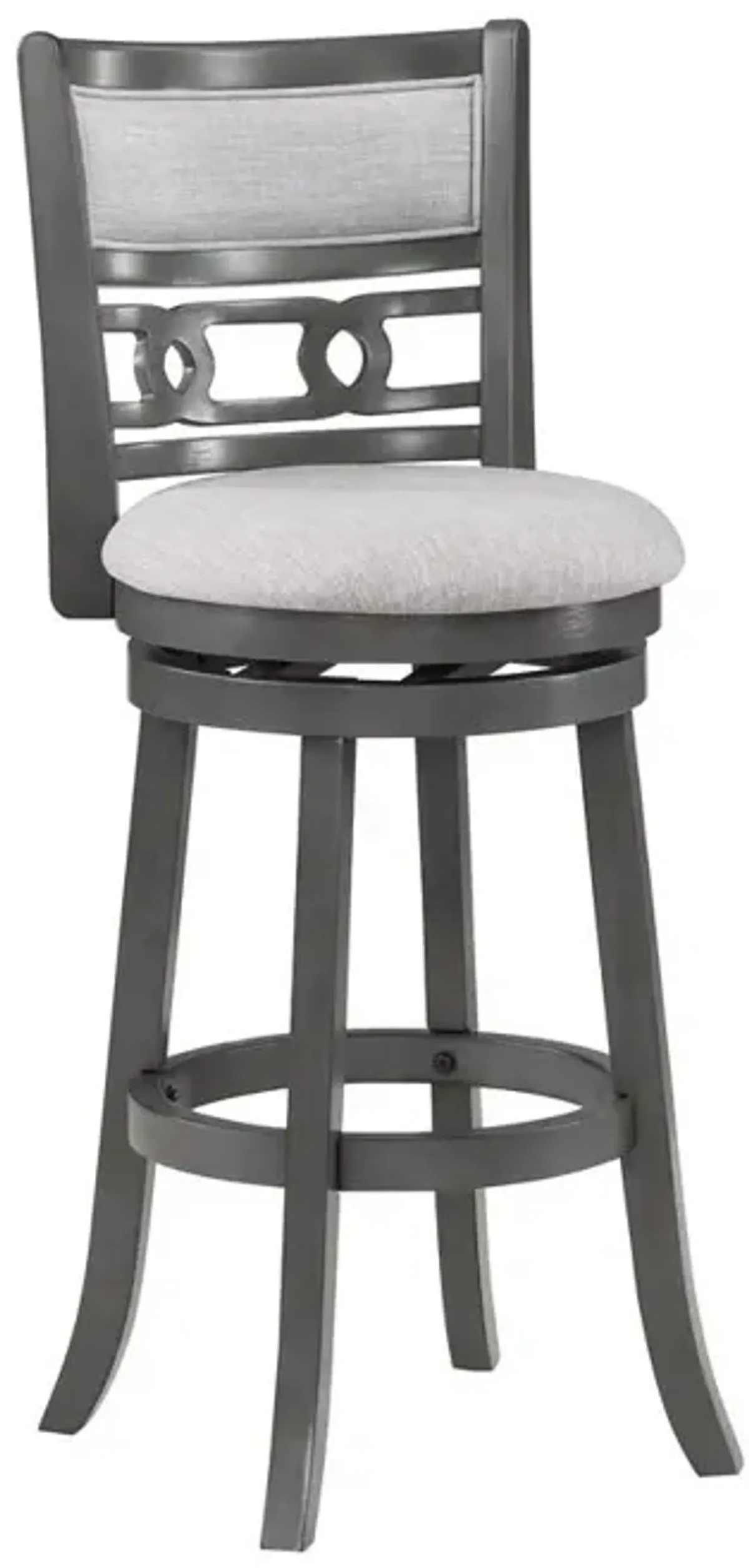 New Classic Furniture Gia 29 Solid Wood Swivel Bar Stool with Fabric Seat in Gray