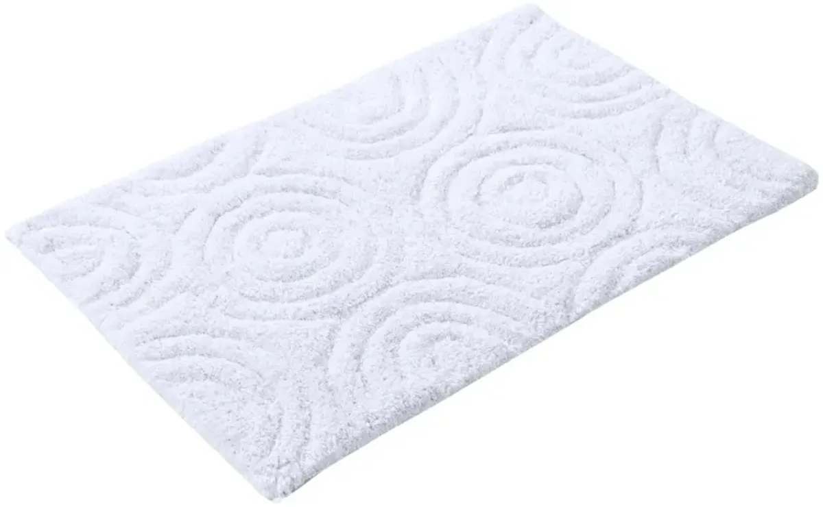 Knightsbridge Beautiful Circle Design Year Round Cotton With Non-Skid Back Bath Rug 20" X 30" White