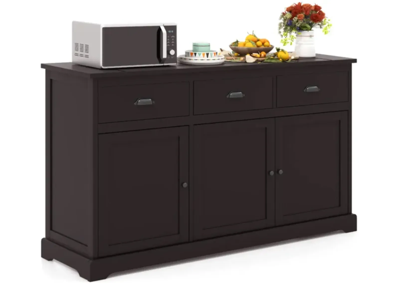 Hivvago 3 Drawers Sideboard Buffet Storage with Adjustable Shelves