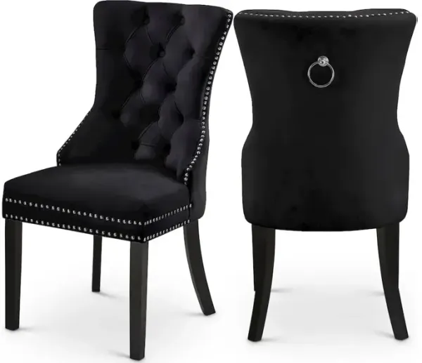 Meridian Furniture Nikki Black Velvet Dining Chair, Set of 2