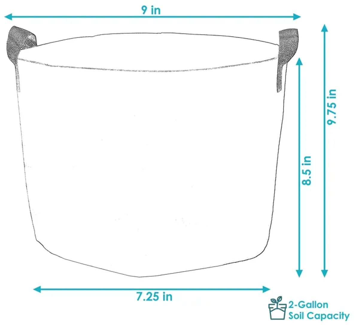 Sunnydaze Set of 5 Nonwoven Polypropylene Grow Bag with Handles - 2 gallon