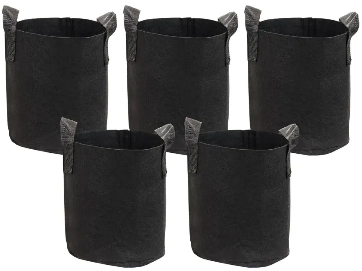 Sunnydaze Set of 5 Nonwoven Polypropylene Grow Bag with Handles - 2 gallon