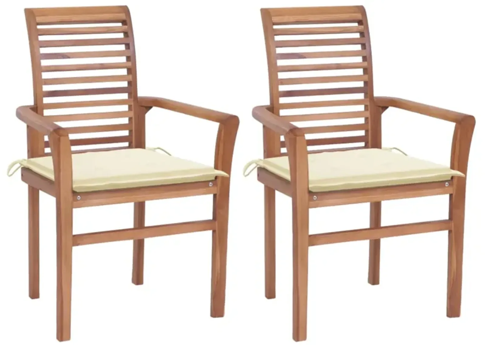 vidaXL Dining Chairs 2 pcs with Cream Cushions Solid Teak Wood