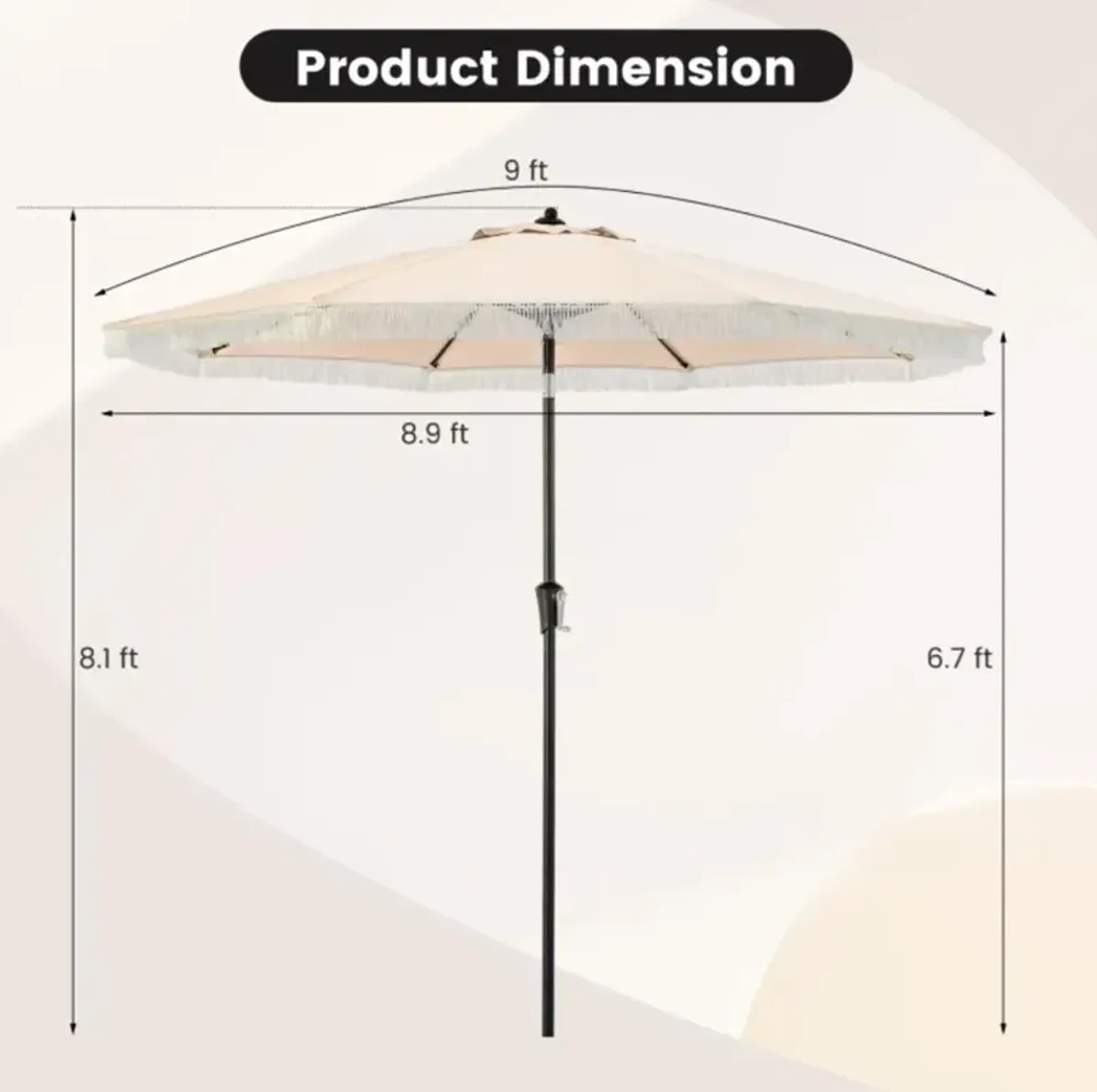 Hivvago 9 FT Patio Umbrella with Sun-Protective Canopy for Patio Garden Pool