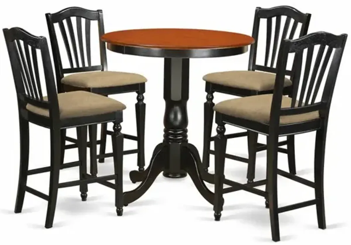 EDCH5-BLK-C 5 Pc counter height set - Kitchen Table and 4 counter height Dining chair.
