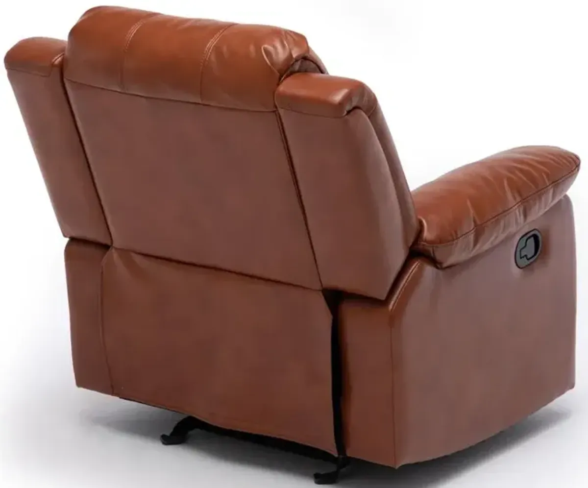 Comfort Pointe Clifton Caramel Leather Gel Glider Rocker Recliner